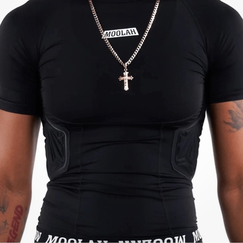 NEW Moolah Kicks Womens Small Padded Rib Compression Top Black Basketball‎